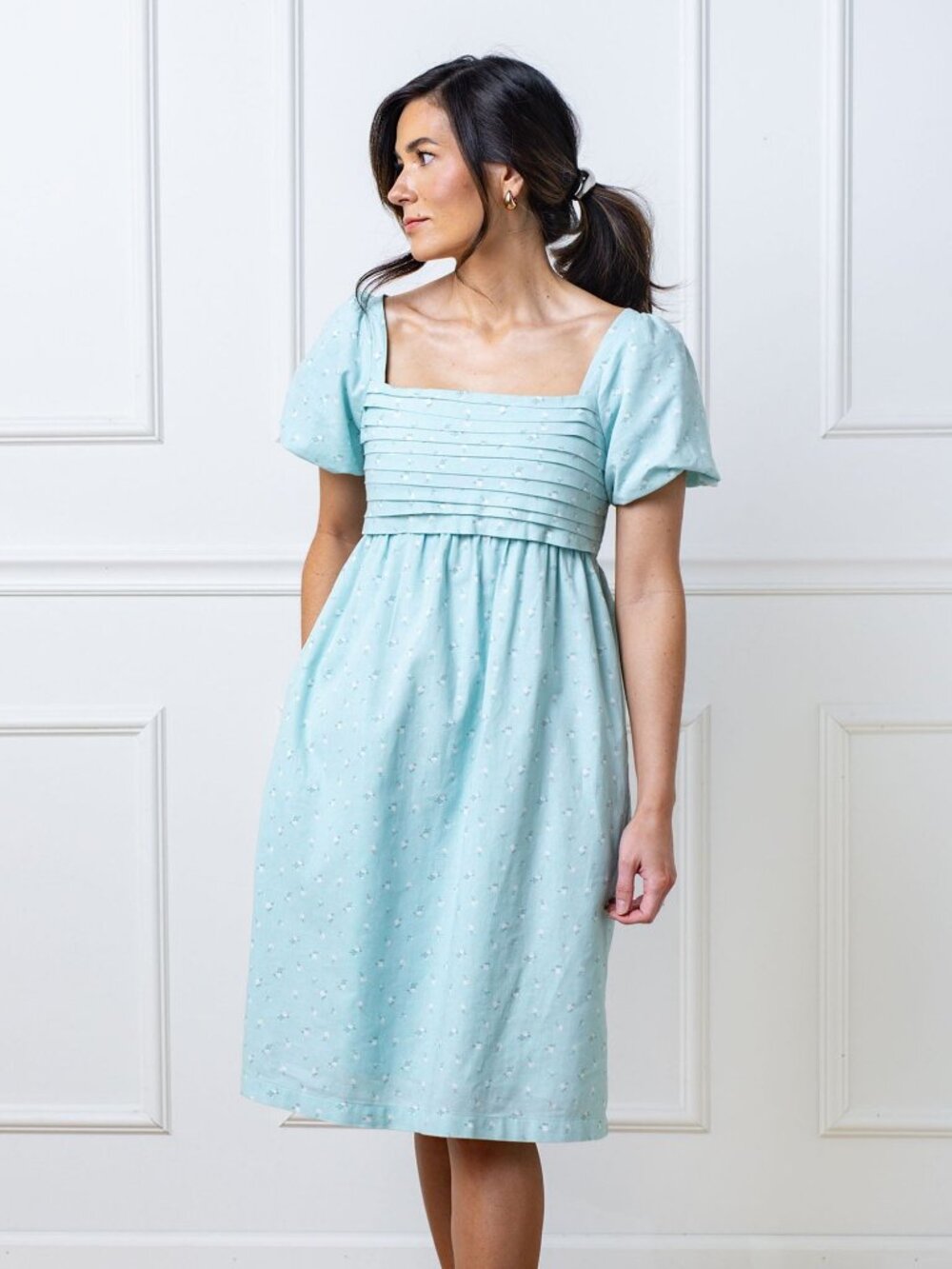 Hope & Henry Ruched Linen Dress - Tea Room Floral